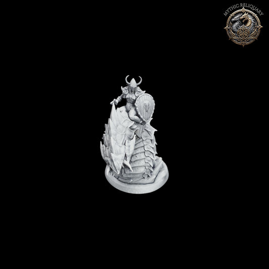 Frost Wyrm Champion by Artisan Guild | Large Pro-Printed Miniature | Elf Mounted Fighter, Boss Monster for D&D, TTRPGs