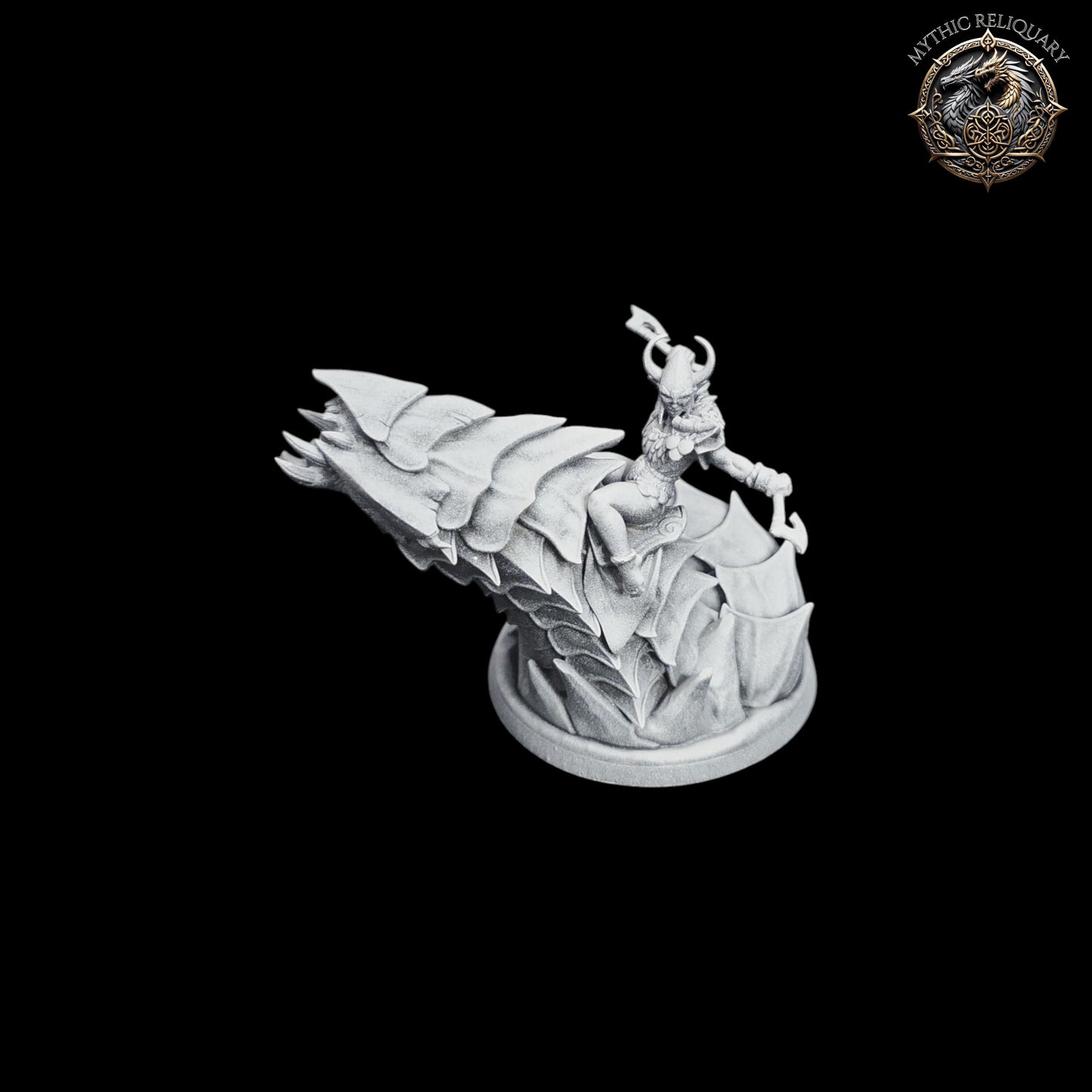 Frost Wyrm Barbarian by Artisan Guild | Large Pro-Printed Miniature | Elf Mounted Berserker, Boss Monster for D&D, TTRPGs