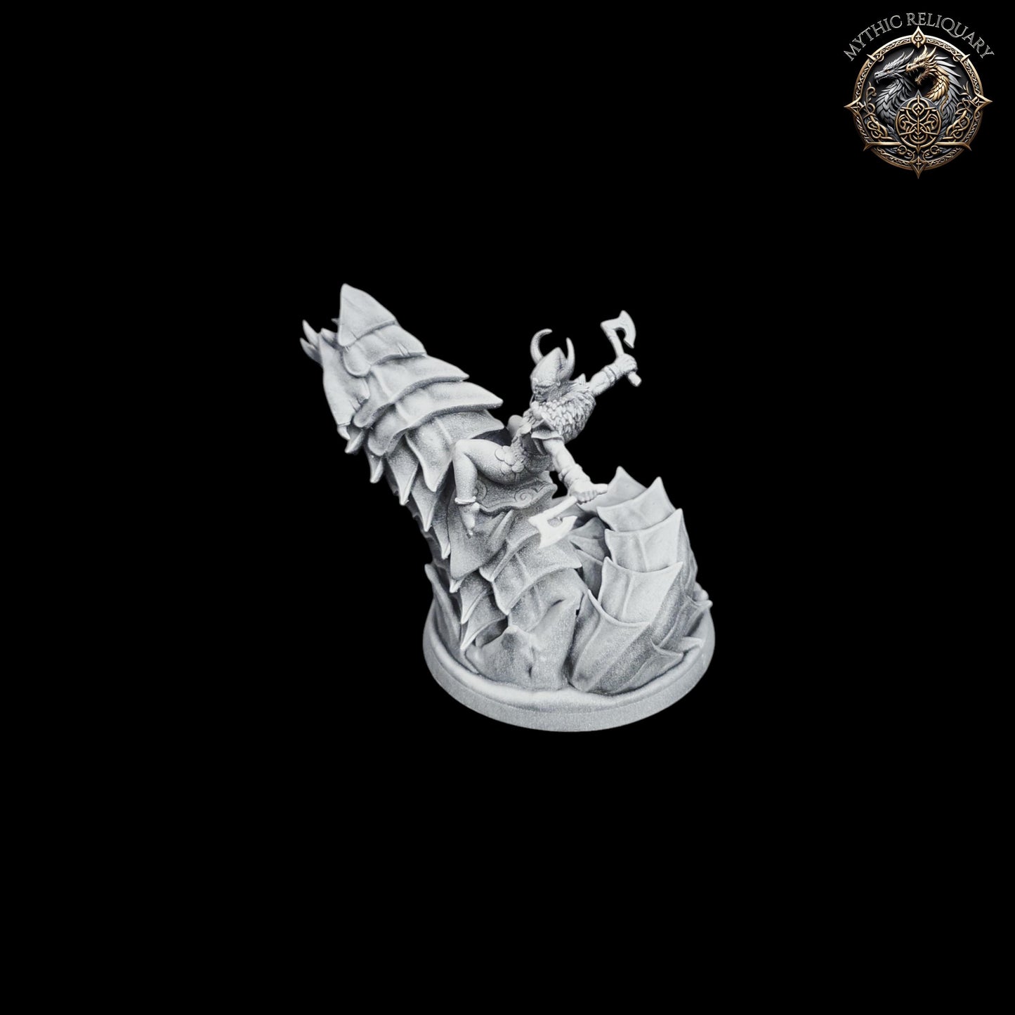 Frost Wyrm Barbarian by Artisan Guild | Large Pro-Printed Miniature | Elf Mounted Berserker, Boss Monster for D&D, TTRPGs