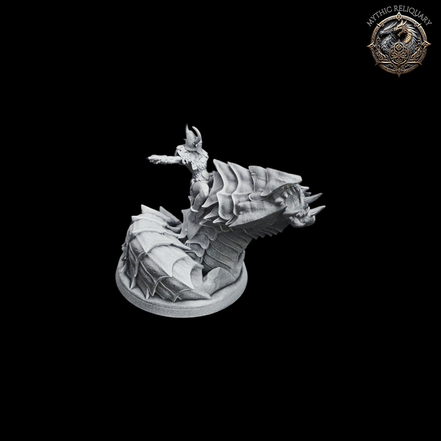 Frost Wyrm Barbarian by Artisan Guild | Large Pro-Printed Miniature | Elf Mounted Berserker, Boss Monster for D&D, TTRPGs